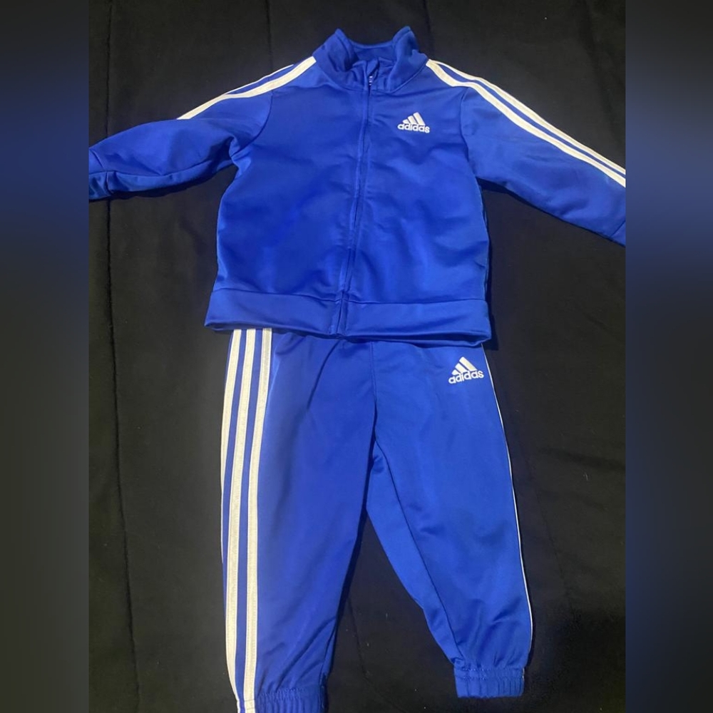 Baby boys blue Adidas tracksuit